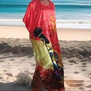 Winlar Satin Women Crafting The Sun Maxi Kaftan